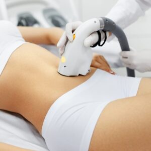 Closeup Of Female Body Getting Laser Hair Removal Treatment