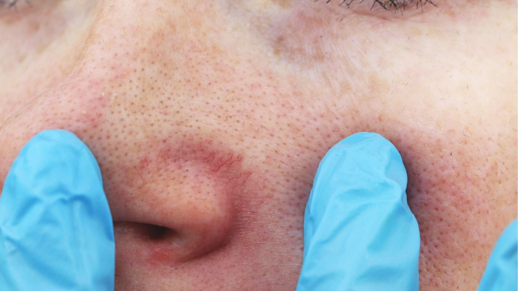 Before laser thread vein removal on the face at Arden Clinic Bradford